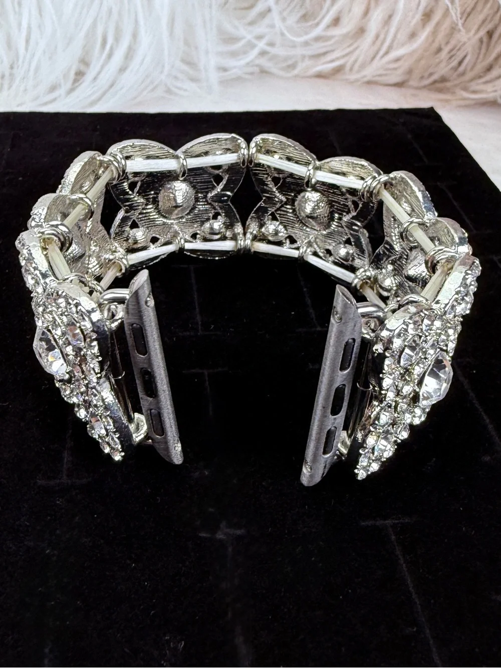 Apple Watch Crystal Stretch Bracelet Watch Band Sparkling Silvertone